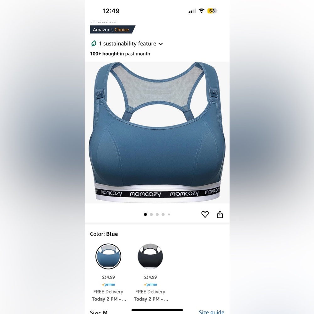 Blue and White Racerback Bra with Medium Support - Picture 5 of 5